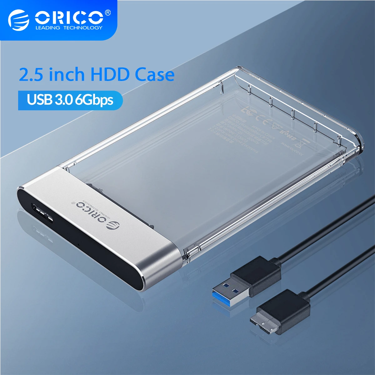 ORICO Transparent HDD Case SATA to USB 3.0 6Gbps 4TB Hard Disk Case Add Metal Support UASP HDD Enclosure Compatible with HDD SSD usb drive enclosure