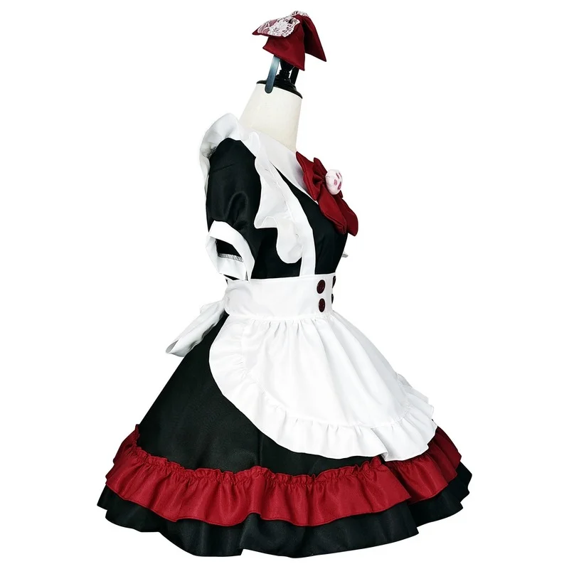 Cosplay Costume Halloween Anime Cosplay Maid Costumes Women Black Red Animation Show Little Evil Maid Role Play Outfits sexy Lingerie Dress