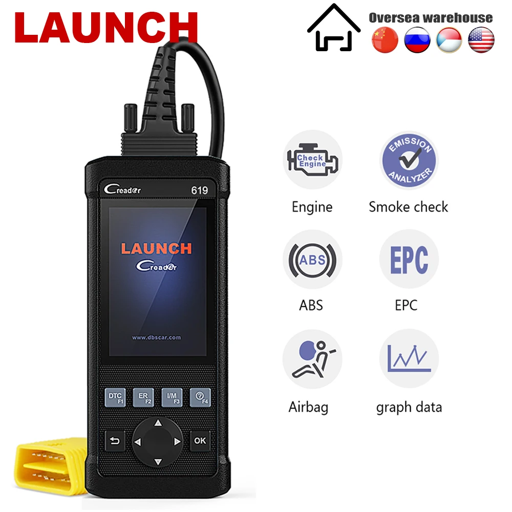 Launch CR619 OBD2 сканер двигателя ABS SRS Автомобильный сканер Live Data Launch Creader автомобильный диагностический инструмент ODB2 OBD 2 Диагностика|Считыватели кодов и сканеры| | АлиЭкспресс