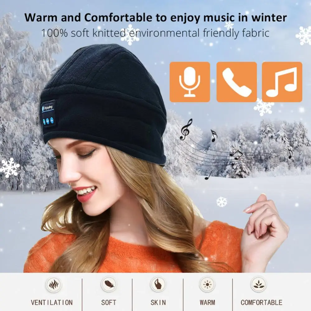 JINSERTA Bluetooth 5,0, наушники, шапка, зимние беспроводные наушники, музыкальная шапка, теплая гарнитура с микрофоном для телефона, игр, спорта на открытом воздухе