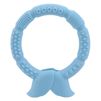 

Creative Ring Shape Blue Baby Teether Biscuit Baby Food Grade Silicone Molar Rod Toy Baby Molar Period Toy