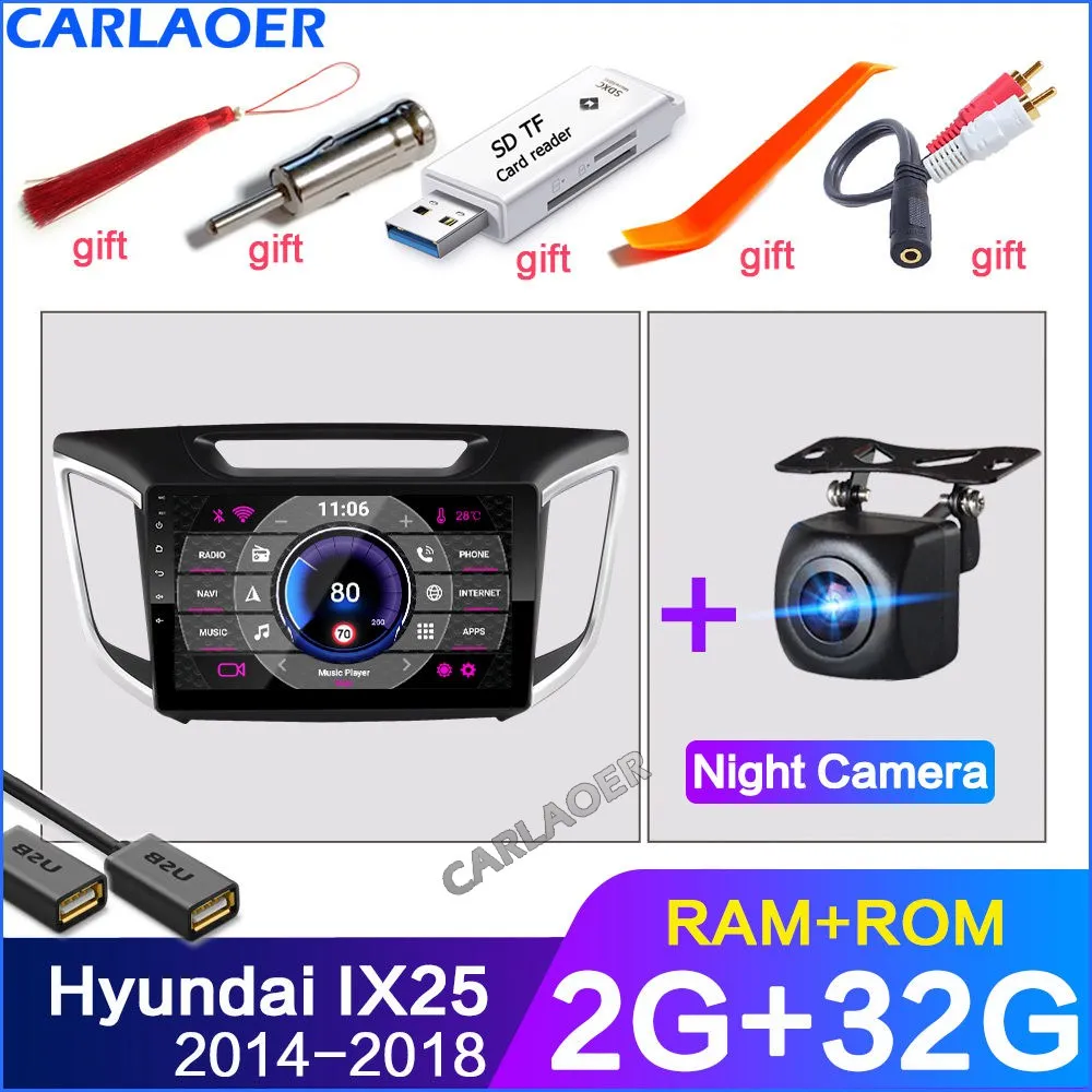 2G 32G CAM 2 Din Android 8,1 автомобильный Радио мультимедийный плеер gps навигация для hyundai ix25 creta- 2 Гб ram 32 ГБ rom 2din видео плеер - Цвет: 2G 32G CAM