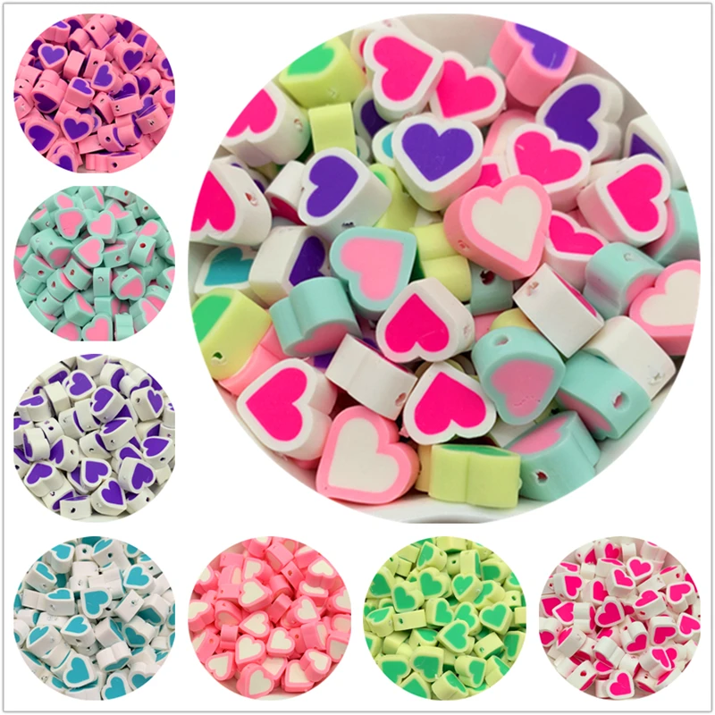 30pcs/Lot 10mm Mixed Colors LOVE Shape Clay Spacer Beads Polymer Clay Beads For Jewelry Making DIY Handmade Accessories acrylic beads,acrylic craft beads