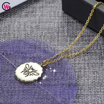 

GW 2019 925 Silver Women Necklace Man Lover's Butterfly Gold Color Coin Pendant Necklace Engagement Jewelry Female Bijoux Femme