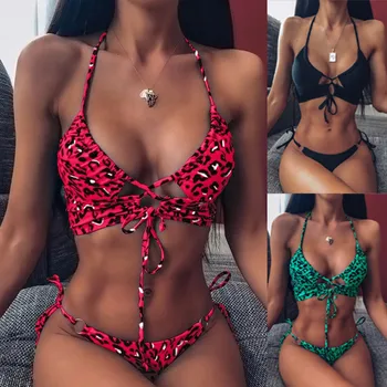 

Swimming Suit For Women Push Up Bikini High Cut V Neck Two Pieces Bikini Bathing Suit Swimwear Swimsuit Beachwear Biquini 2020#4