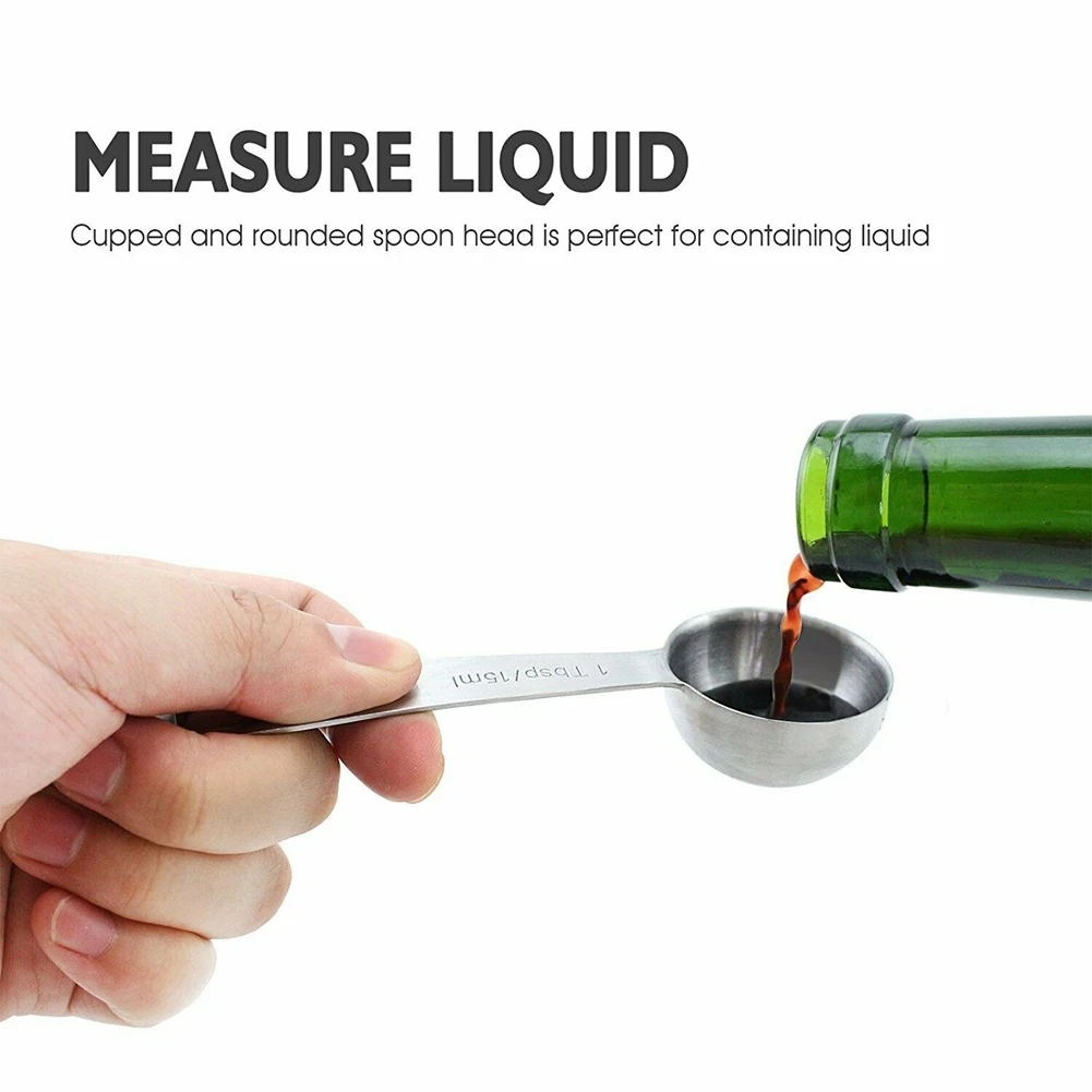 6 pcs/set Measuring Spoons Stainless Steel Seasoning Coffee Tea Measuring Spoons With Scale Bakery Tool Kitchen Supplies