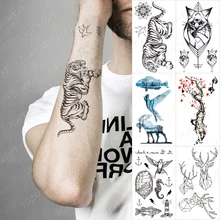 Waterproof Temporary Tattoo Sticker Tiger Jaguar Animal Black Tatto Arm Shoulder Fake Tatoo Man Woman Child Flash Tattoos Art