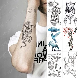 Waterproof Temporary Tattoo Sticker Tiger Jaguar Animal Black Tatto Arm Shoulder Fake Tatoo Man Woman Child Flash Tattoos Art