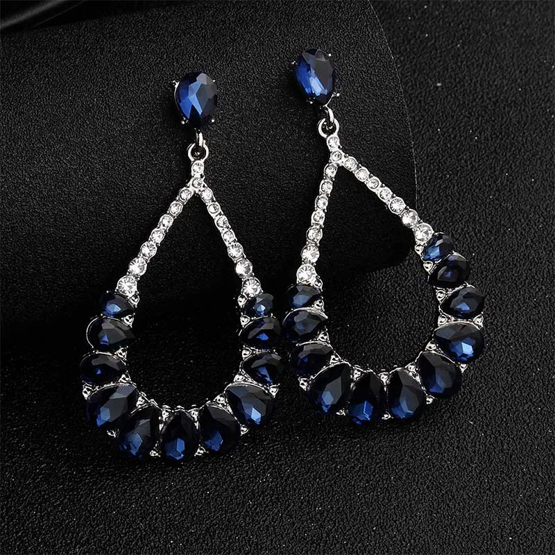 ERS-J3766-Blue Miallo, модные, вечерние, большие серьги для женщин, девушек, стразы, много цветов, свадебные, Висячие, длинные серьги, невесты, подружки невесты, ювелирные изделия - Окраска металла: ERS-J3766-Blue
