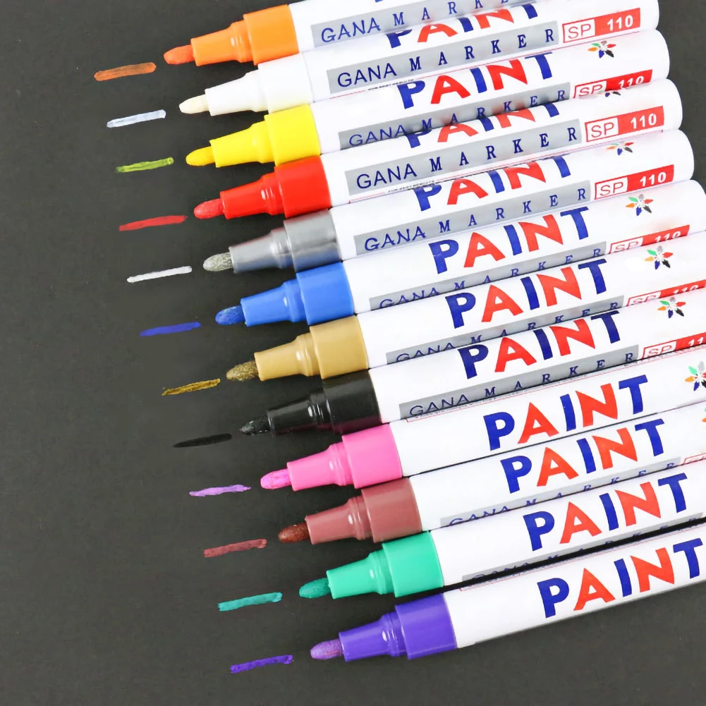 

12 Colors Paint Pen Waterproof Marker Pen Car Tyre Tire Tread CD Metal Permanent Paint Marker Graffti Stationery