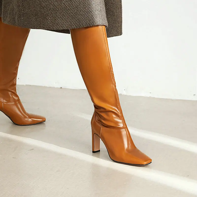 Plus Size 34-43 Women Knee High Boots New Design Fur Warm Winter Fashion High Heel Botas Footwear women knee boots