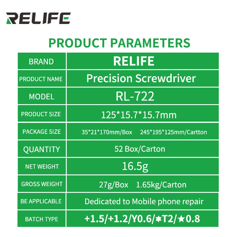 RELIFE RL-722 0.8 PRECISION SCREWDRIVER 9