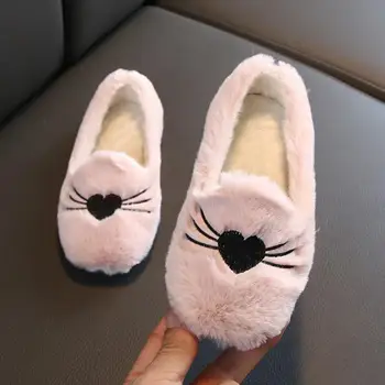 

Children Infant Kid Girls Solid Flock Princess Single Casual Shoes Plush fur shoes cartoon warm fur sneakers Size 21-35
