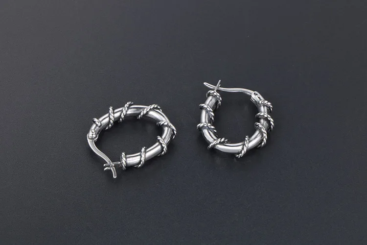 个性藤条耳环 时尚简约女生钛钢耳环耳饰 (7)