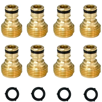 

Garden Hose Quick Connector 3/4 Inch GHT Brass Easy Connect Fitting Male Only (3/4 inch 8PCS)