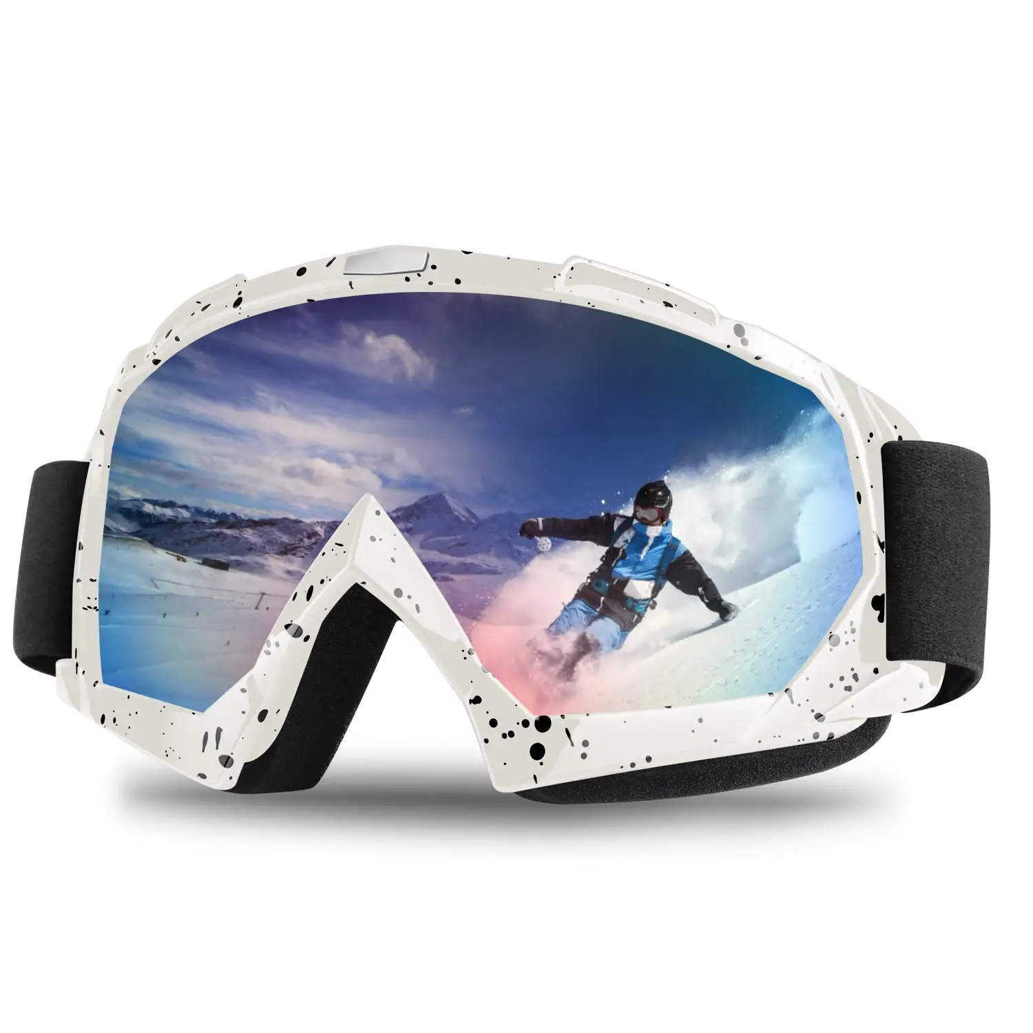 White With Box Лыжные очки, двухслойные, УФ, анти-туман, большая Лыжная маска, очки для катания на лыжах, сноуборде, очки для мужчин и женщин, лыжные очки D35 - Color: White With Box