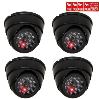 

4 Pack Dome Dummy Fake Infrared IR CCTV Surveillance Security Cameras Imitation Simulated Blinking LED Security Warning Stickers