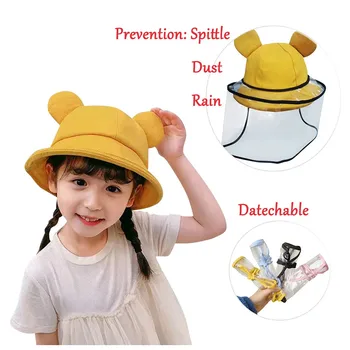 

Anti-spitting Protective Hat Dustproof Cover Kids Boys Girls Fisherman Cap Hat (Removable) cartoon child with protective cap