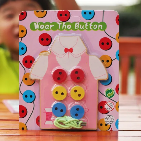 

Sew on a Button Buckle Clasp Baby Teaching Aids Infant Intelligence Early Education Threading Board Beaded Bracelet Educational