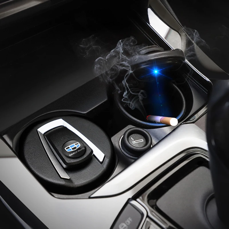 Car LED Ashtray Garbage Coin Storage Cup Container Cigar Ash Tray For Geely Emgrand X7 Atlas Boyue LC EC7 EC8 Coolray GX3 Panda |