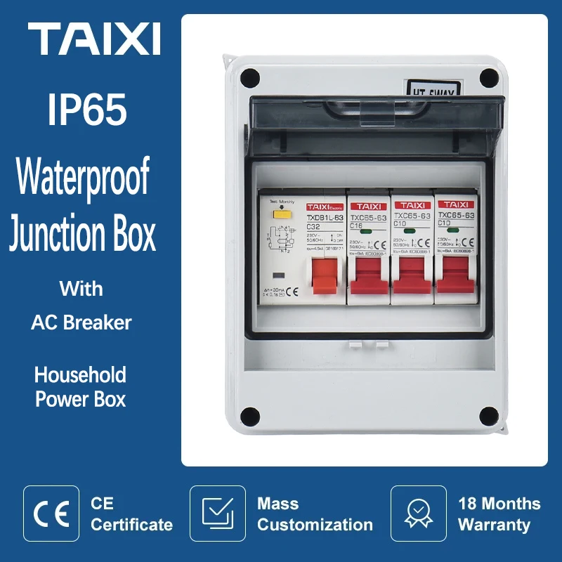 Caixa de Distribuição Elétrica Impermeável com Interruptor Interruptor Exterior do Agregado Familiar Mcb Caixa Plástica do Fio da Junção do Poder Ip65