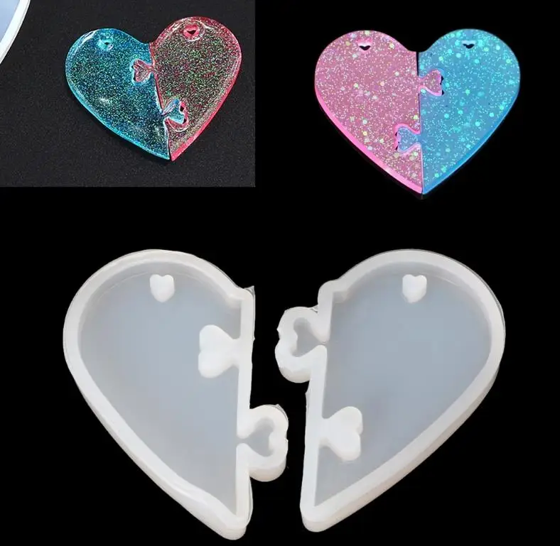 

2Pcs Heart locks for lovers Pendant Liquid Silicone Mold DIY Epoxy Resin Mould Jewelry Tools