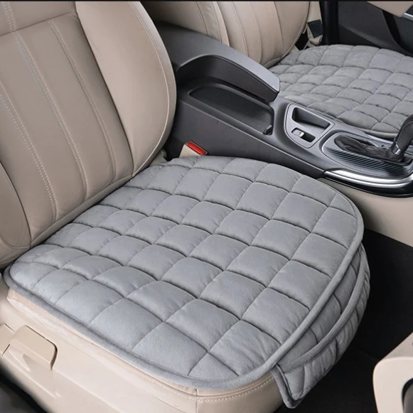 Чехол для автомобильного сиденья, зимняя теплая подушка для сиденья, нескользящая универсальная подушка для переднего стула, дышащий коврик для автомобиля, защита для автомобильного сиденья - Название цвета: Серый