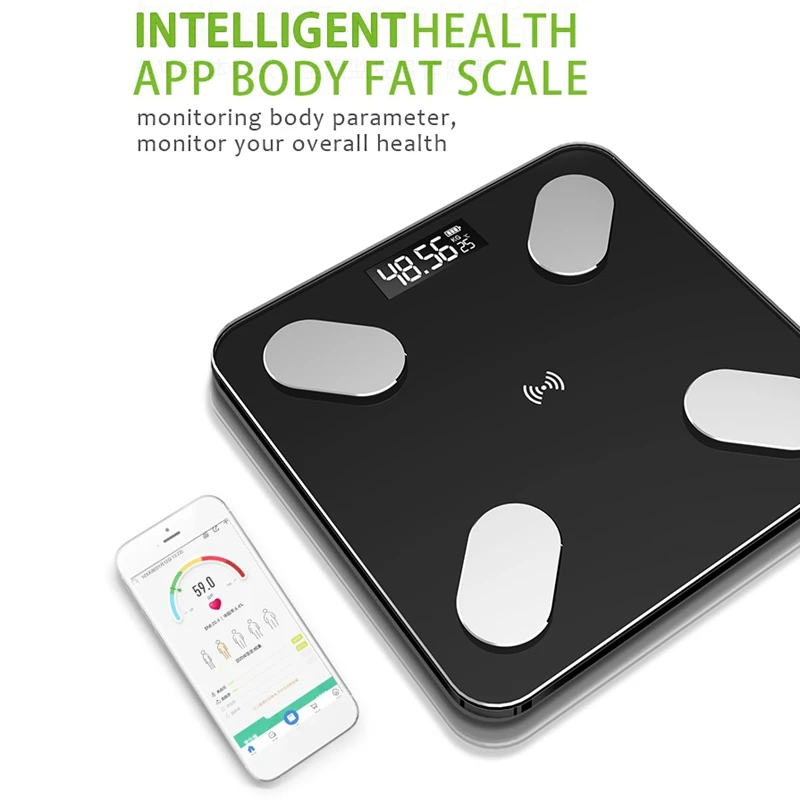 

USB Rechargeable Intelligent Digital Body Fat Scale Electronic Weighing Scale with 59 Item Data Connection Voice Broadcast