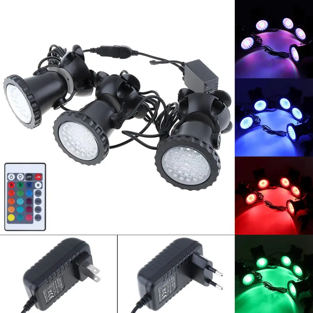 colour changing solar garden lights 1PCS - 5PCS Lights 36 LEDs Color Landscaping Spotlights Water Grass Light + Remote Control 16 Colors for Aquarium Fish Tank Pool under water light Underwater Lights