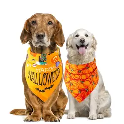 Банданы для собак, шарф для домашних животных с принтом тыквы, бандана для животных на Хэллоуин, хлопковый моющийся ошейник, шарф для кошек