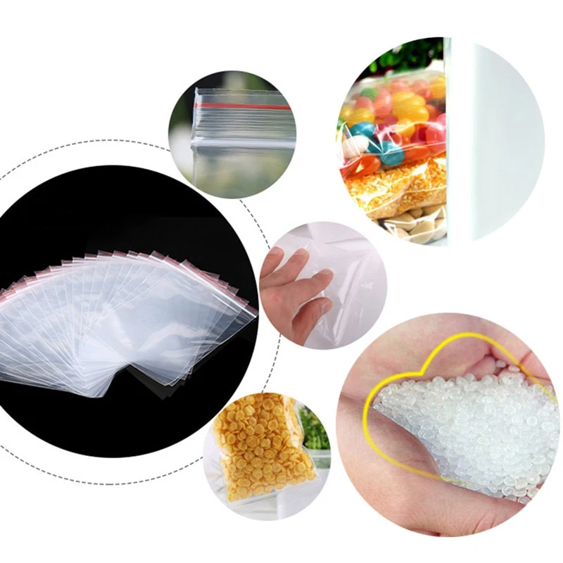 100Pcs Plastic Ziplock Bags Clear Food Storage Package Trinkets Packing Reclosable Vacuum Bag Thick Fresh bag | Дом и сад