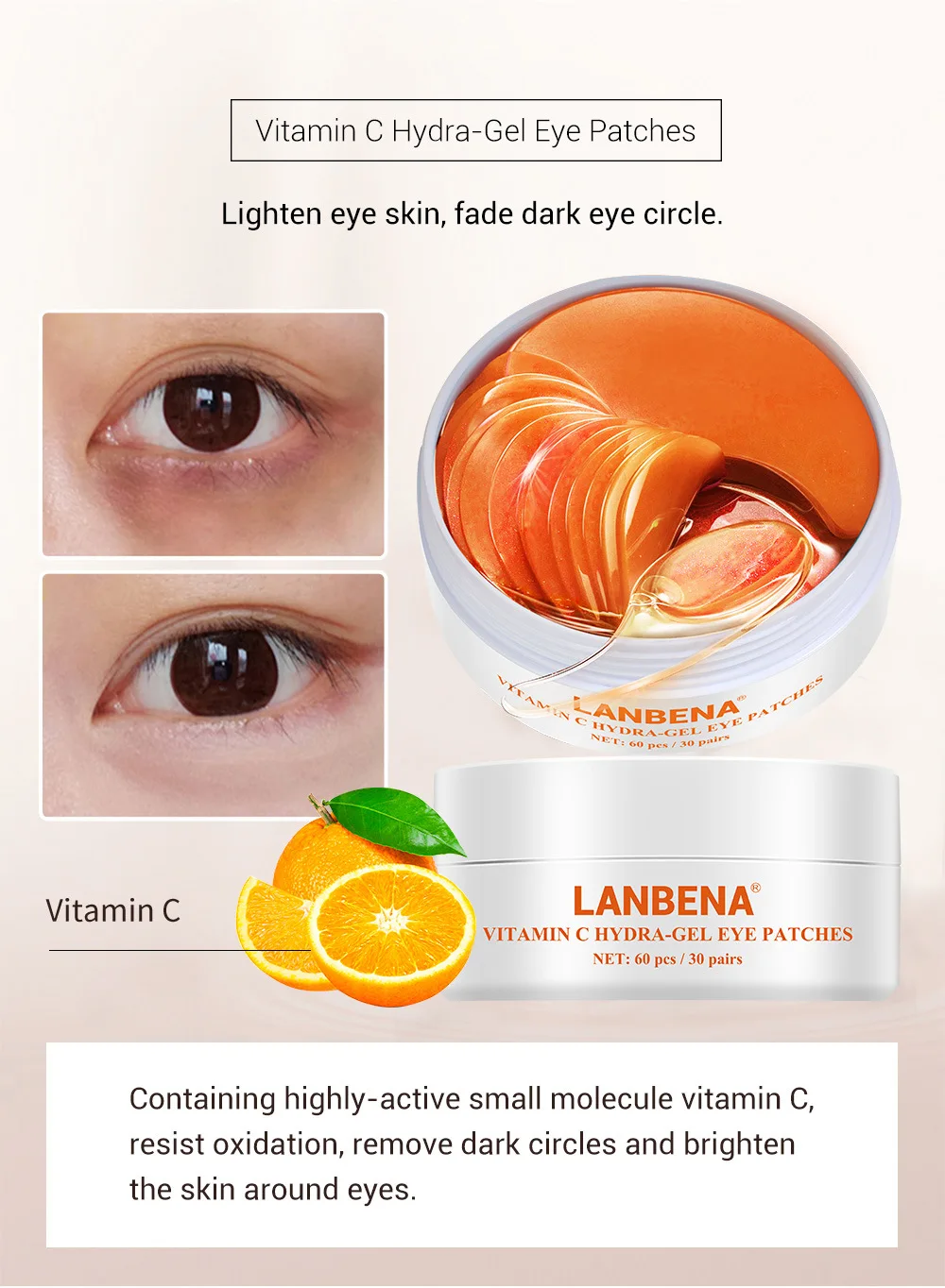 60pcs LANBENA Collagen Eye Mask Skin Firming Anti Fine Lines Puffiness Eye Patch Retinol Vitamin C Hyaluronic Acid Skin Care