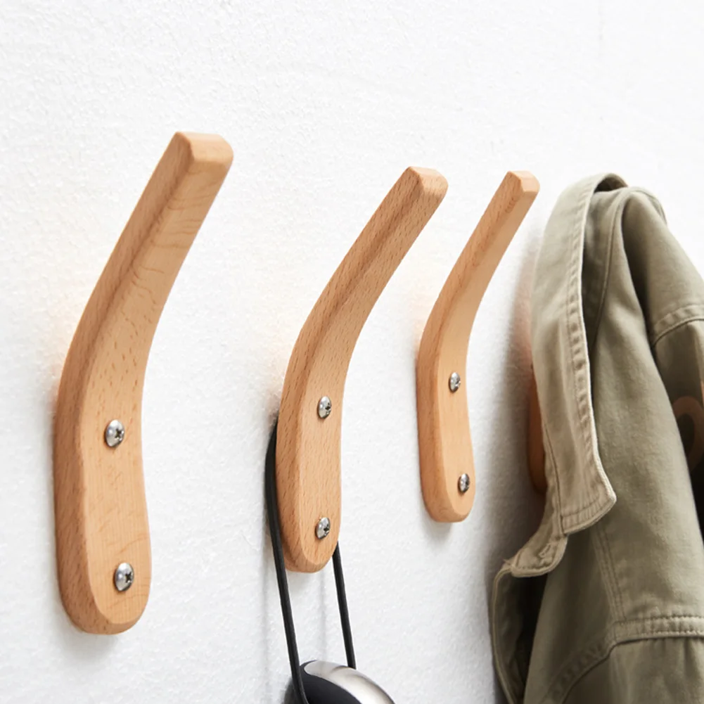 

2PCS Solid Wood Holder Hanging Hook Coat Rack Hallway Space Saving Entryway Kitchen Home Organizer Vintage Door Wall Mounted