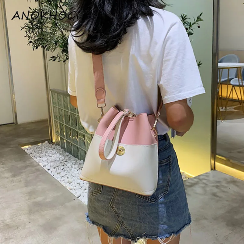 

INS New Hit Color Bucket Women Crossbody Bags Korean Style Board Strap Ladies Shoulder Bag Handbag B501