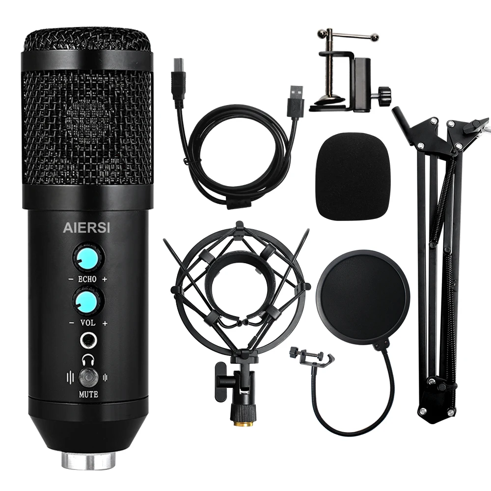 Aiersi Metal USB Condenser Recording Microphone For Laptop Computer Recording Studio Streaming Karaoke Youtube TIKTOK