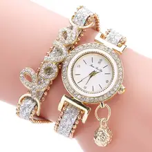 Новинка, модные роскошные Брендовые женские часы-браслет, стразы, уникальный дизайн, кожаный ремешок, женские кварцевые часы, reloj mujer
