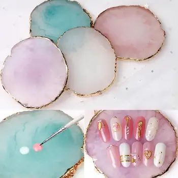 

Nail Art Display Showing Shelf Board Natural Resin Agate Nail Salon Tools Color Mixer Mixing Palette Holder Drawing Plate