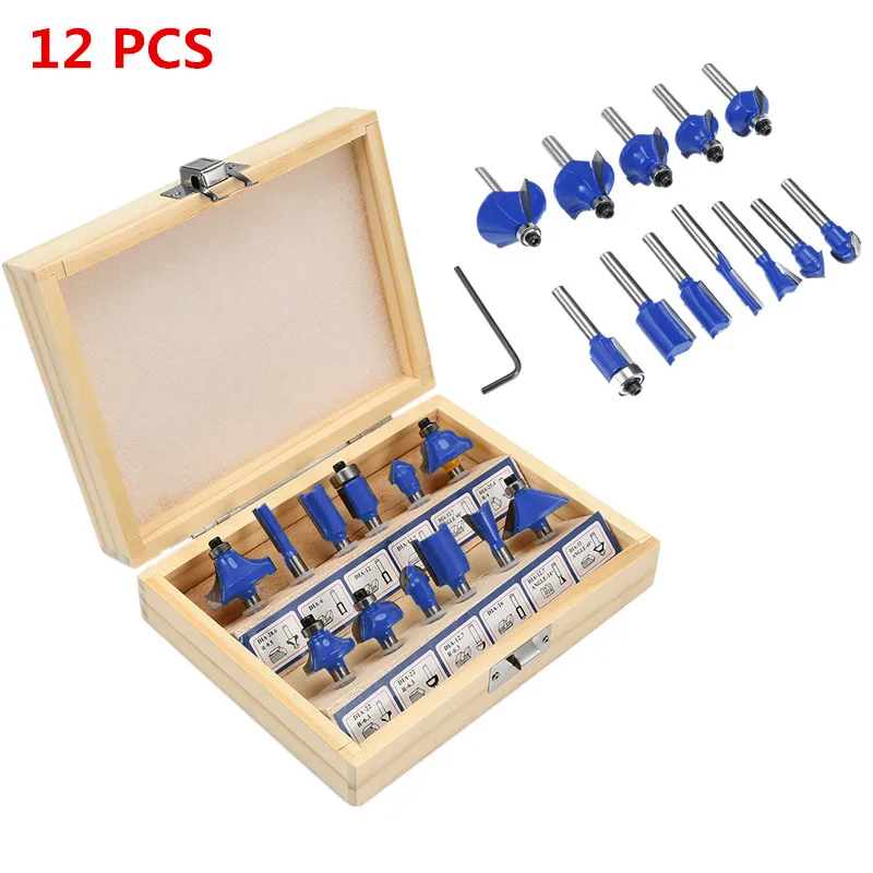 12pcs with wrench 800 Вт 30000 об/мин деревообрабатывающий электрический триммер фрезерование древесины гравировальный долбежный обрезной станок ручная машинка для резки дерева маршрутизатор - Цвет: 12pcs with wrench