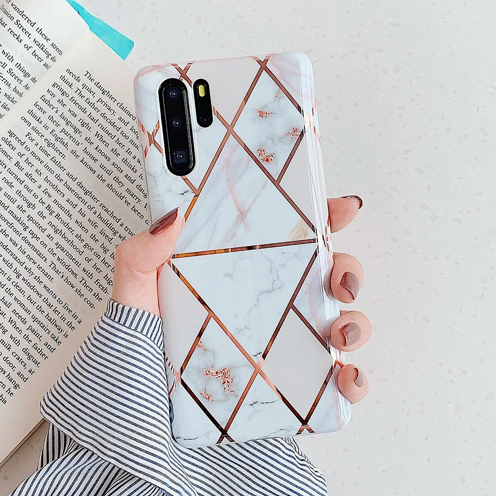 Геометрический мраморный чехол для huawei mate 30 Pro, силиконовый мягкий Роскошный чехол для huawei P30 P20 Pro Lite mate 20 Pro Lite, чехол с кольцом - Color: 3