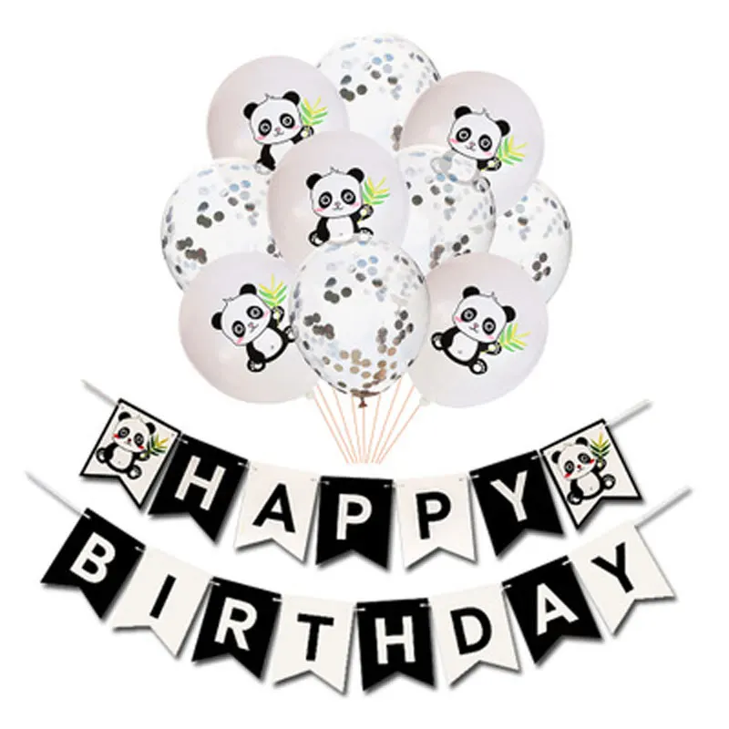 Explosion Panda Cartoon Print Latex Balloon Sequin Balloon Set Baby Birthday Party Decoration Balloon Child Age