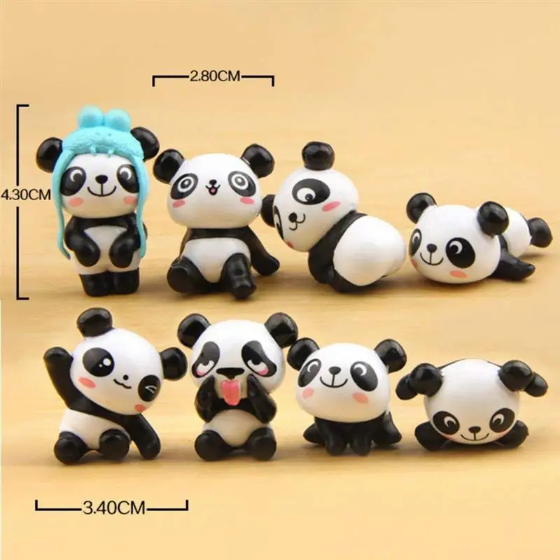 12pcs Panda Cake Topper Decor Resin Crafts Cake Ornaments Kids Birthday Cake Dessert Adornment Micro Landscape Decor Home A35