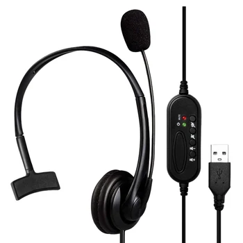 

Telephone Headset with Noise Canceling Microphone Office Call Center Headphones for PC Laptop Tablet