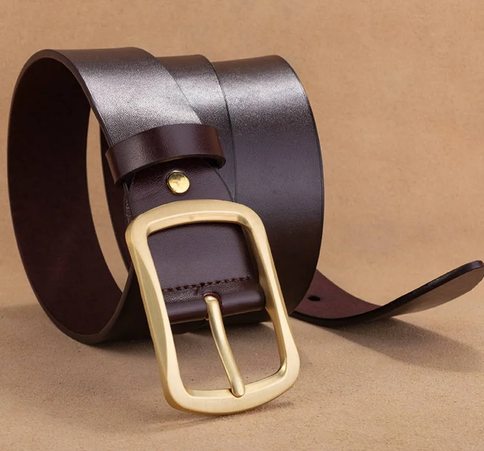 men belt full grain High Quality dark tan Genuine solid Leather Luxury Strap