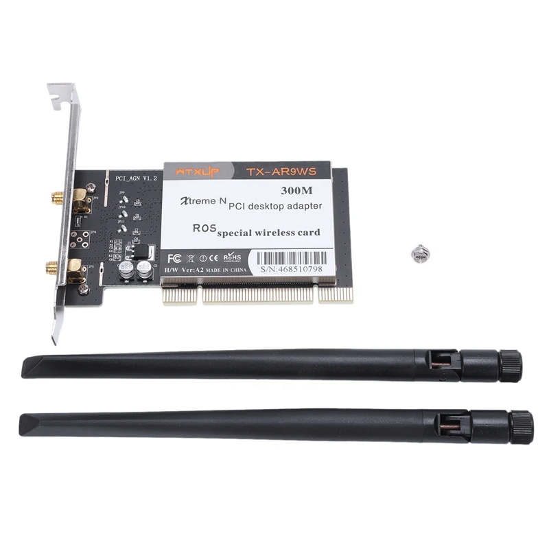 AR9220 802.11A/B/G/N 2,4 ГГц/5 ГГц 300 Мбит/с Настольный PCI беспроводной адаптер Wi-Fi сетевая карта для ROS/Windows 7/8/10
