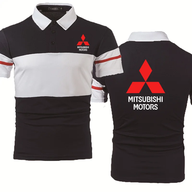 2021NEW Summer Men's short sleeve Mitsubishi Car Logo Printed high quality Pure cotton lapel-neck polo shirt Tops | Мужская одежда