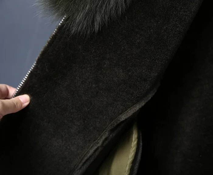 Шуба из натурального меха, зимняя куртка для женщин, натуральный Лисий меховой воротник, Натуральная шерсть, меховой вкладыш, искусственная кожа, Толстая теплая уличная одежда