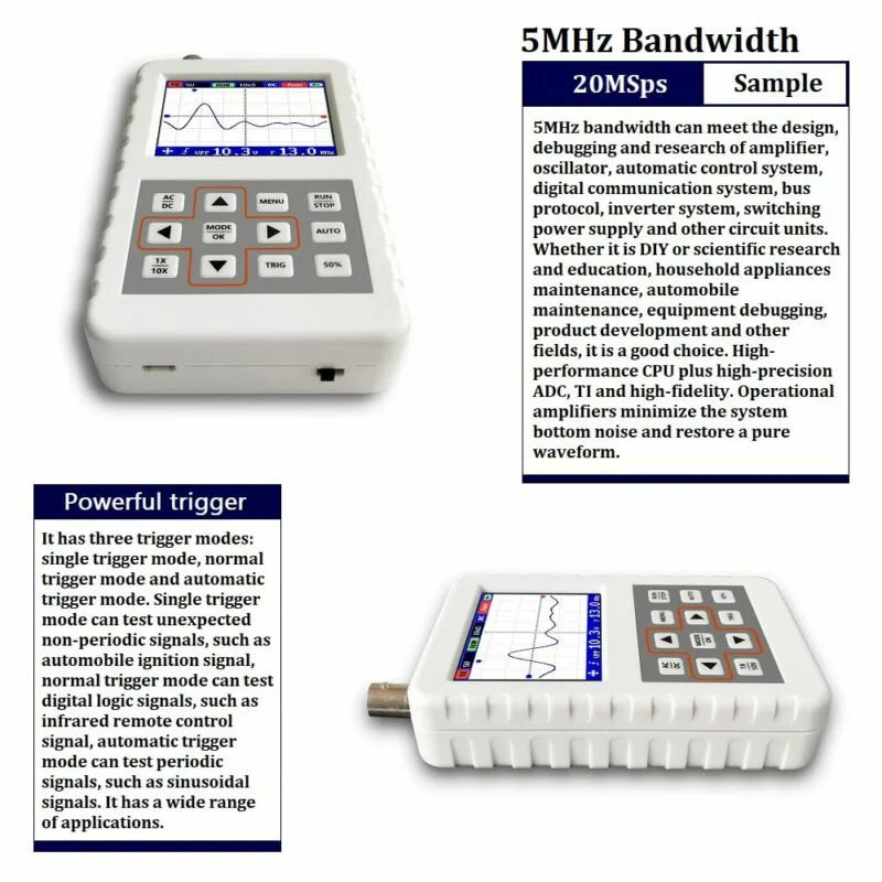 DSO FNIRSI PRO Mini Portable Digital Oscilloscope Bandwidth 20MSps AC/DC 0~40V Sampling Rate Home DIY Kit | Инструменты