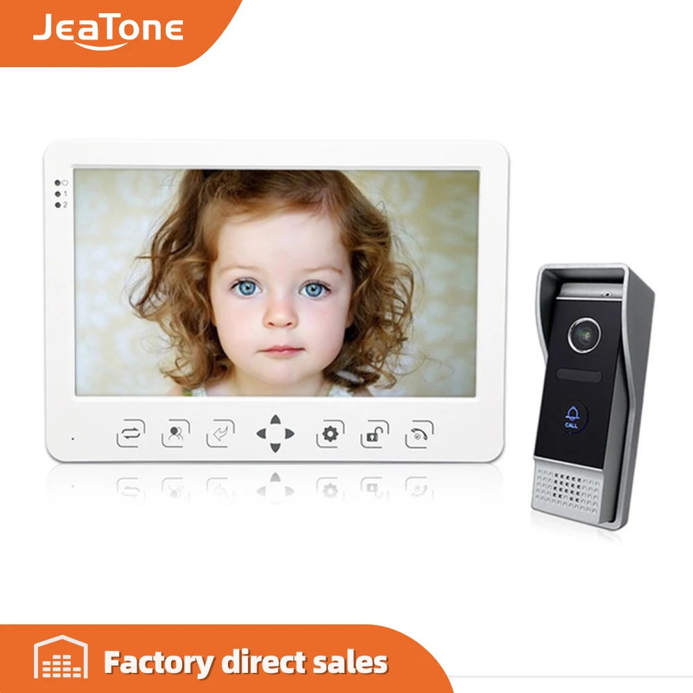 Видеодомофон JeaTone с цветным TFT монитором 10 дюймов ИК камера ночного видения
