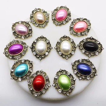 

10Pcs 26*32MM Bronze color Metal Rhinestone Jewelry Accessories Diy Crystal faux Pearl Base Settings Handmade Fitting