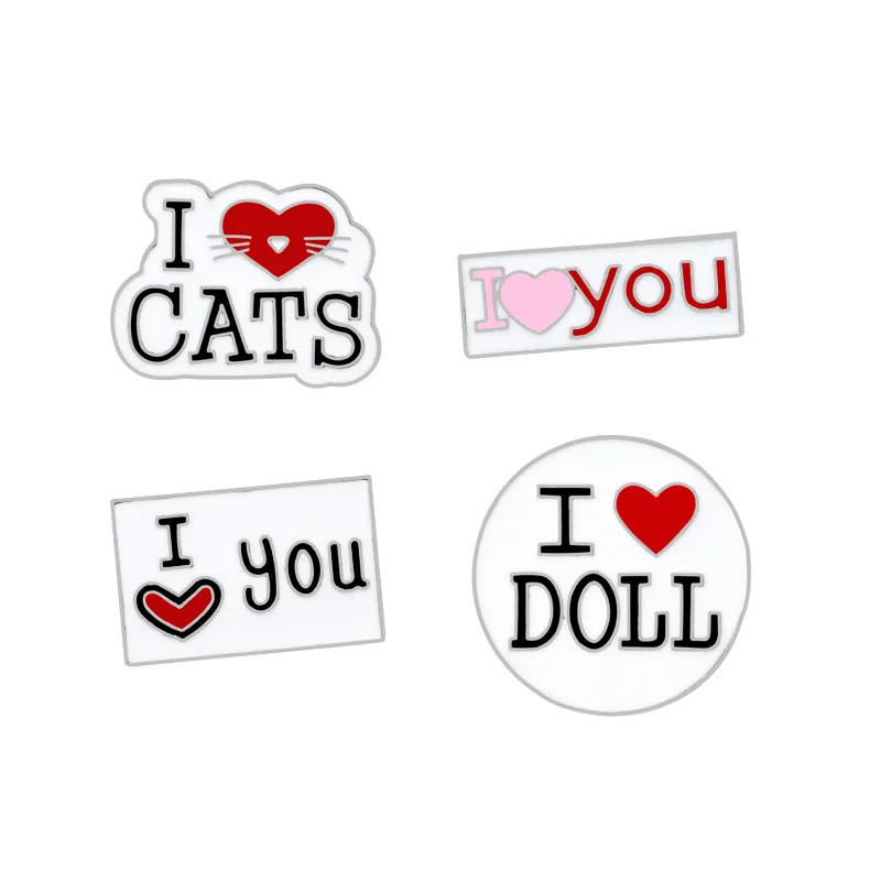 Броши с буквами коллекция Lovely Love You Cat Doll эмалированные булавки для женщин